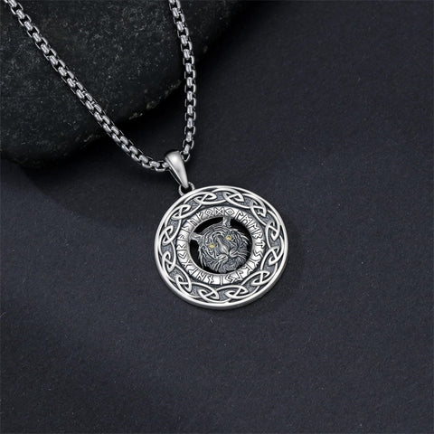 Sterling Silver Oxidized Tiger Wolf Lion Leopard Pendant Necklace for Men