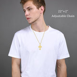 14K Gold Plated Cross Pendant Necklace Protection Jewelry Religious Gift