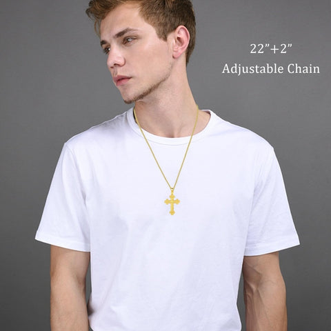14K Gold Plated Cross Pendant Necklace Protection Jewelry Religious Gift