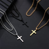 Stainless Steel  Cross Necklace For Men Mens Cross Necklaces Stainless Steel Cross Pendant Necklace Cross Chain Necklace Gift For Men Boys