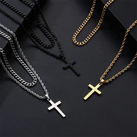 Stainless Steel Cross Pendant Necklace for Men