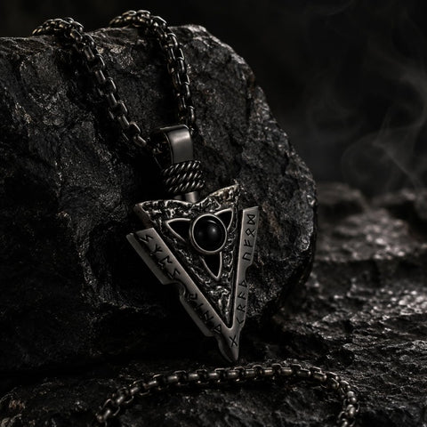 Malachite Turquoise Arrow Pendant Necklace for Men