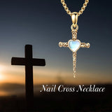 10K 14K 18K Gold Cross Pendant Necklace Religious Jewelry Gifts for Men and Women