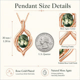 14K Gold Plated Moss Agate Pendant Necklace Boho Jewelry for Women