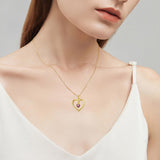10K 14K 18K Solid Gold Personalized Engraved 1-4 Birthstone Heart Necklaces for Women