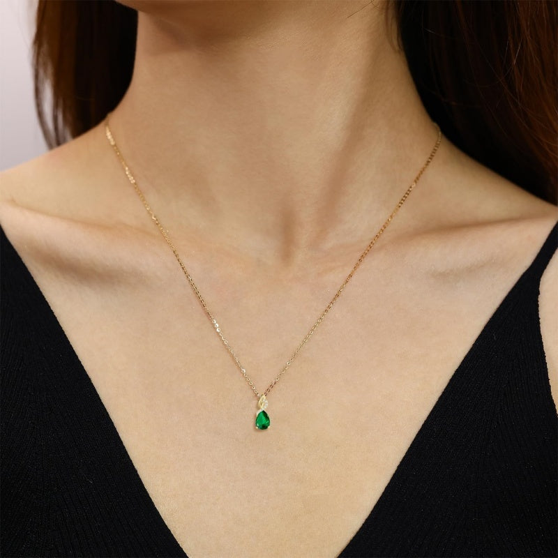 14K Gold Plated  Teardrop Birthstone Pendant Necklace Birthday Gifts for Women