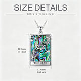Sterling Silver Abalone Shell Tarot Card Pendant Necklace Gifts for Birthday Halloween Anniversary Valentine’s Day