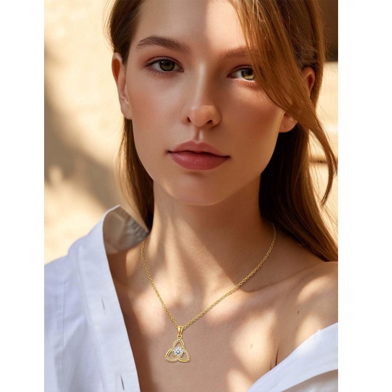 14K Gold Plated Celtic Knot Pendant Necklace Irish Jewelry Gift for Her
