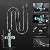 14K Gold Plated Wooden Abalone Shell Cross Pendant Necklacefor Men