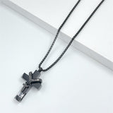 Stainless Steel Birthstones Cross Urn Necklaces for Ashes