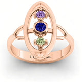 Sterling Silver Personalized Birthstone Engraved Soulful Window Ring