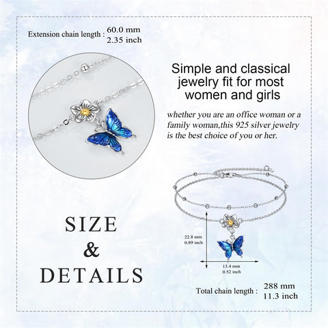 Sterling Silver Birthstone Dragonfly Butterfly Anklet & Irish Single Layer Anklet