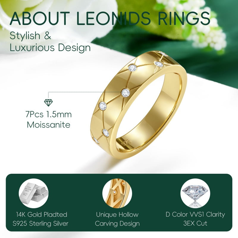 14K Gold Plated Moissanite or Lab-Grown Emerald Dainty Eternity Wedding Rings Birthday Jewelry for Her