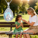 Sterling Silver Moonstone Teardrop Father Daughter Mother Daughter Pendant Necklace
