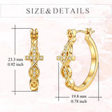 14K Gold Plated Cross Hoop Earrings  for Women Birthday Mothers Day Christmas Jewelry Gift