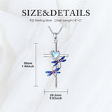 Sterling Silver Cross Moonstone Dragonfly Butterfly Bee Hummingbird Ladybug Pendant  Necklace for Women