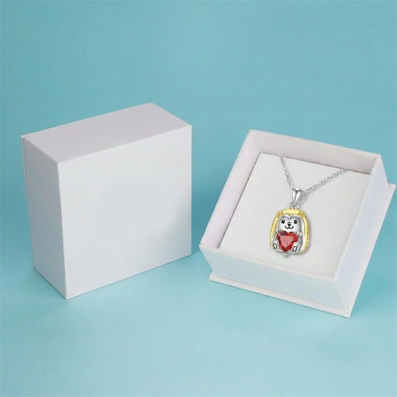 Sterling Silver 12 Month Birthstones Hedgehog Pug Fox Otter Pendant Necklace Gifts for  Birthday, Christmas, Graduation