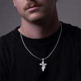 Sterling Silver Bass Fish Cross Pendant  Necklace for Men