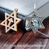 Sterling Silver Star of David Cross Peace Sign Tree of Life Star Pendant Necklace