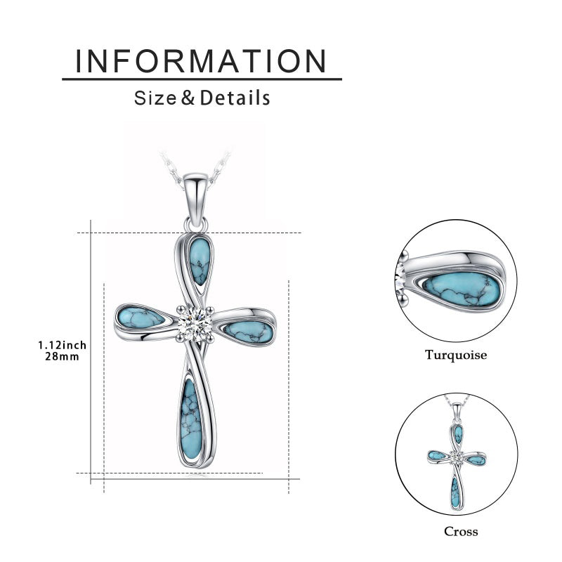 14K Gold Plated Turquoise Cross Pendant Necklace Western Jewelry for Women