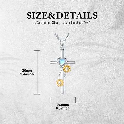 Sterling Silver Cross Moonstone Dragonfly Butterfly Bee Hummingbird Ladybug Pendant  Necklace for Women