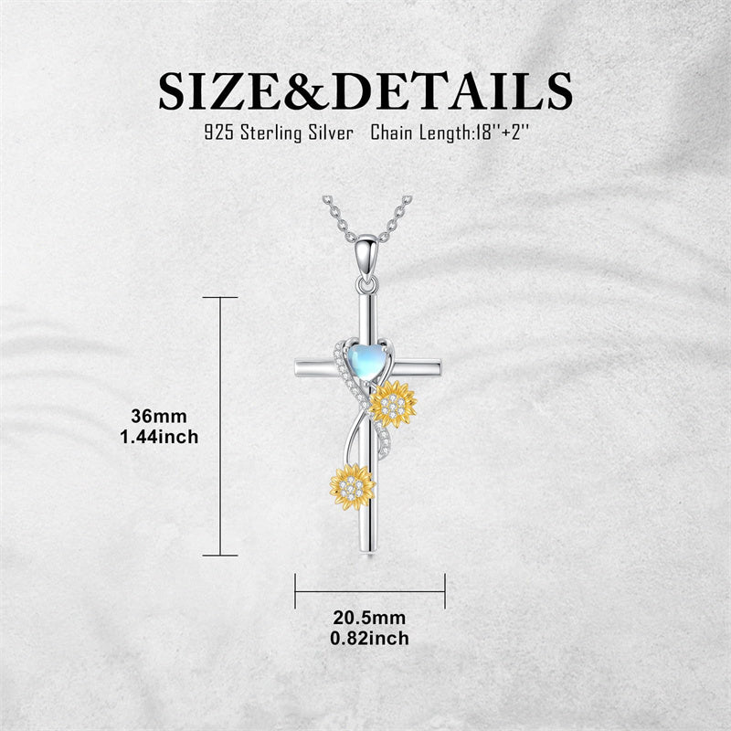 Sterling Silver Cross Moonstone Dragonfly Butterfly Bee Hummingbird Ladybug Pendant  Necklace for Women