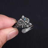 S925 Sterling Silver Turquoise Dragonfly/Highland Cow Spoon Ring Oxidized Wrap Ring  Gifts for Women Girls