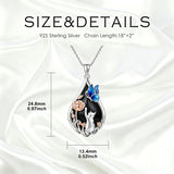 Sterling Silver Obsidian Bunny Cat Elephant Dog Fox Teardrop Pendant Necklace