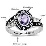 Sterling Silver Personalized Engraved& Birthstone Class Rings Graduation Ring