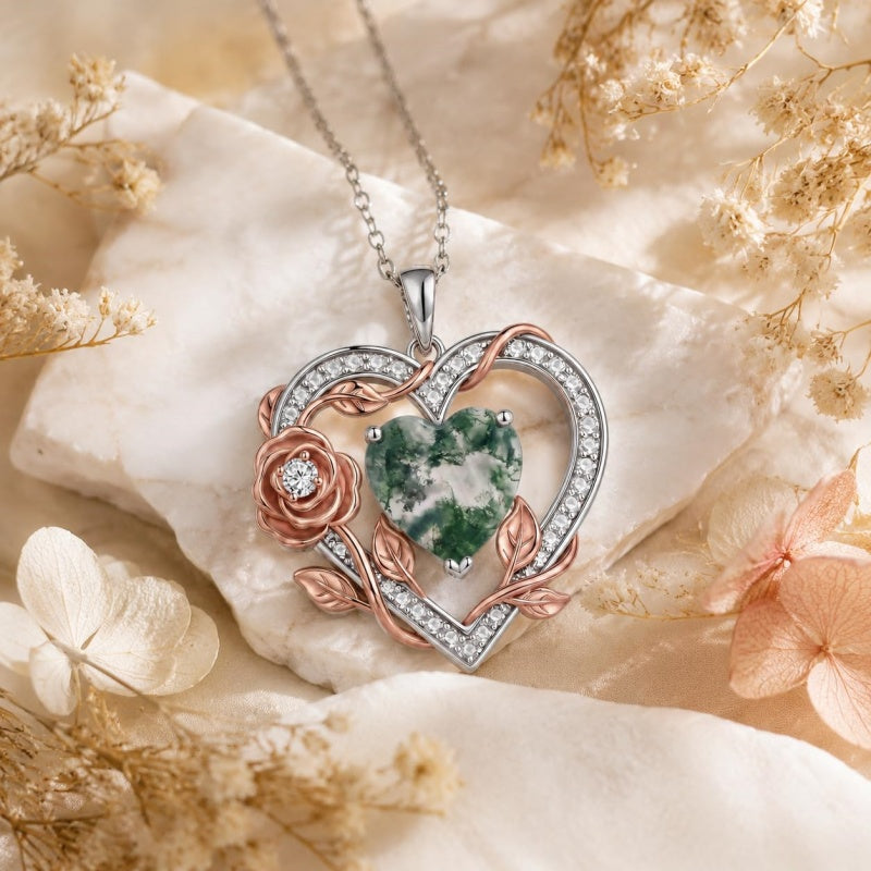 Sterling Silver Teardrop Gemstone Rose Butterfly Infinity Heart Necklace for Women