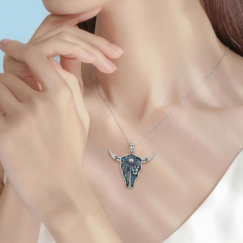 Sterling Silver  Bluebonnets Cow Skull Cowboy Hat Boot Cactus Cowgirl Texas Necklace Texas Necklace