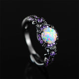 Copper Created Opal Mystic Topaz Amethyst Garnet Eternity Ring for Women