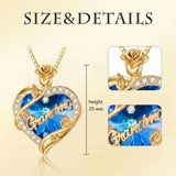 14K Gold Plated Heart Crystal Rose Mom  Sister Daughter Pendant Necklace for Woman