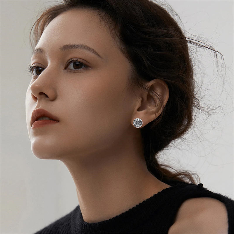 Sterling Silver Viking Raven Crow Skull Stud Earrings