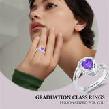Sterling Silver Personalized Birthstone Engraved High School College Class Ring Graduation Jewelry