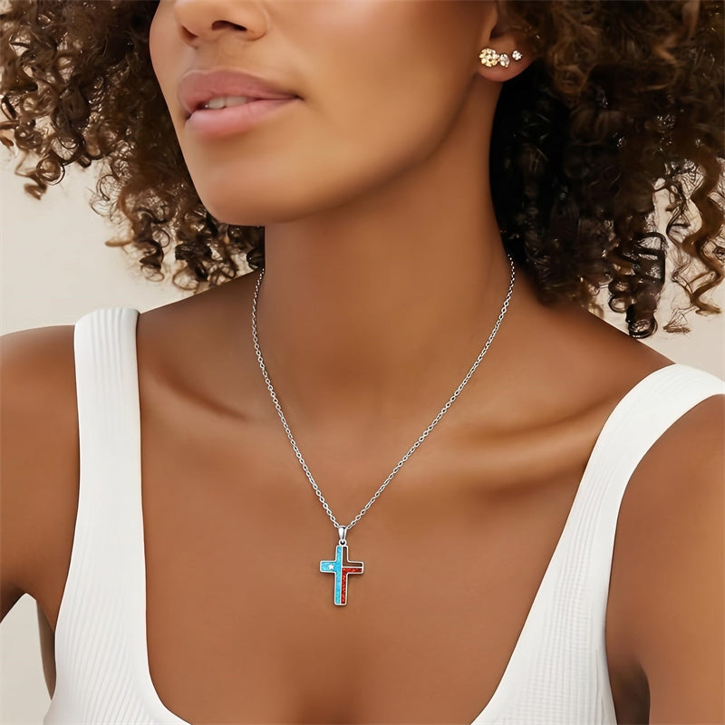 Sterling Silver Cross Pendant Necklace for Women Southwestern Cross Jewelry Gifts