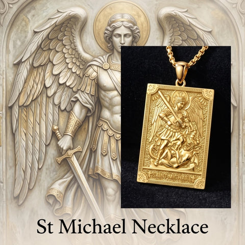 14K Gold PlatedJesus Saint Michael Saint George Saint Jude Pendant Necklace