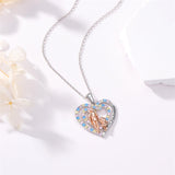 Sterling Silver Father Daughter Heart Pendant Necklace from Dad Gift for Daughter