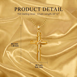 14k Gold Plated Cross Deer Antler Celtic Knot Sword Twisted Rope Cross Pendant Necklace for Men