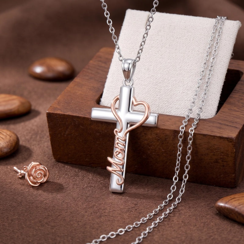 Sterling Silver Cross Pendant Necklace Christian Religious Jewelry Gifts for Anniversary