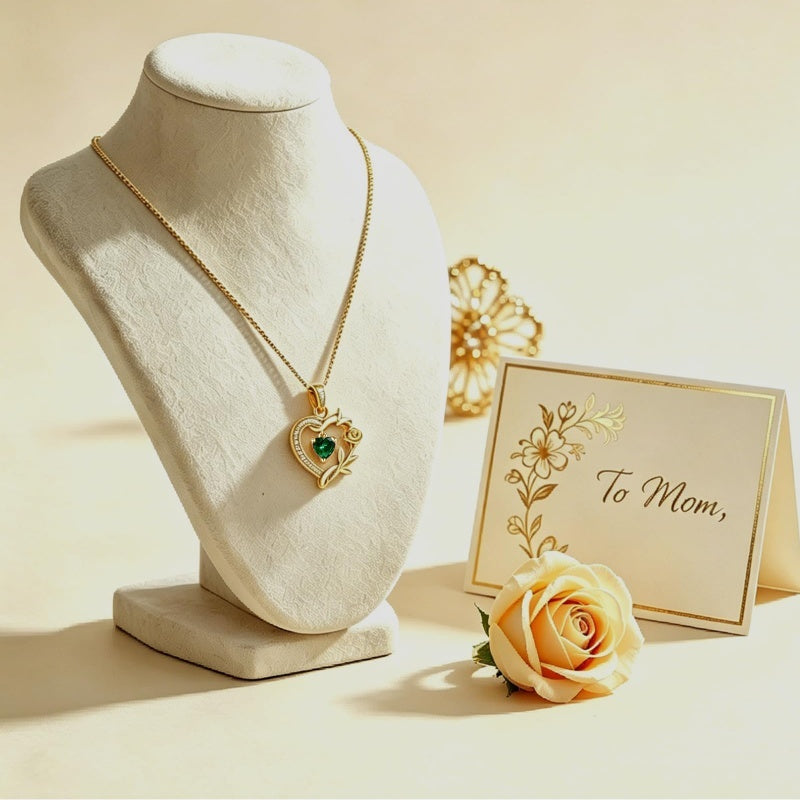 14K  Gold Plated Birthstone Rose Butterfly Pendant Necklace Everyday Jewelry Birthday Christmas Gift