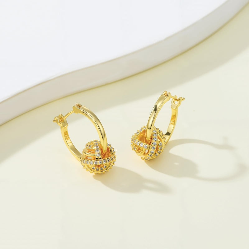 14K Gold Plated Cubic Zirconia Knot  Earrings for Women