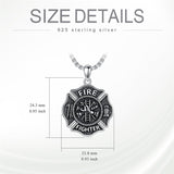 Firefighter Necklace 925 Sterling Silver Fire Dept Pendant Fire Department Jewelry for Women Men Christmas Gift