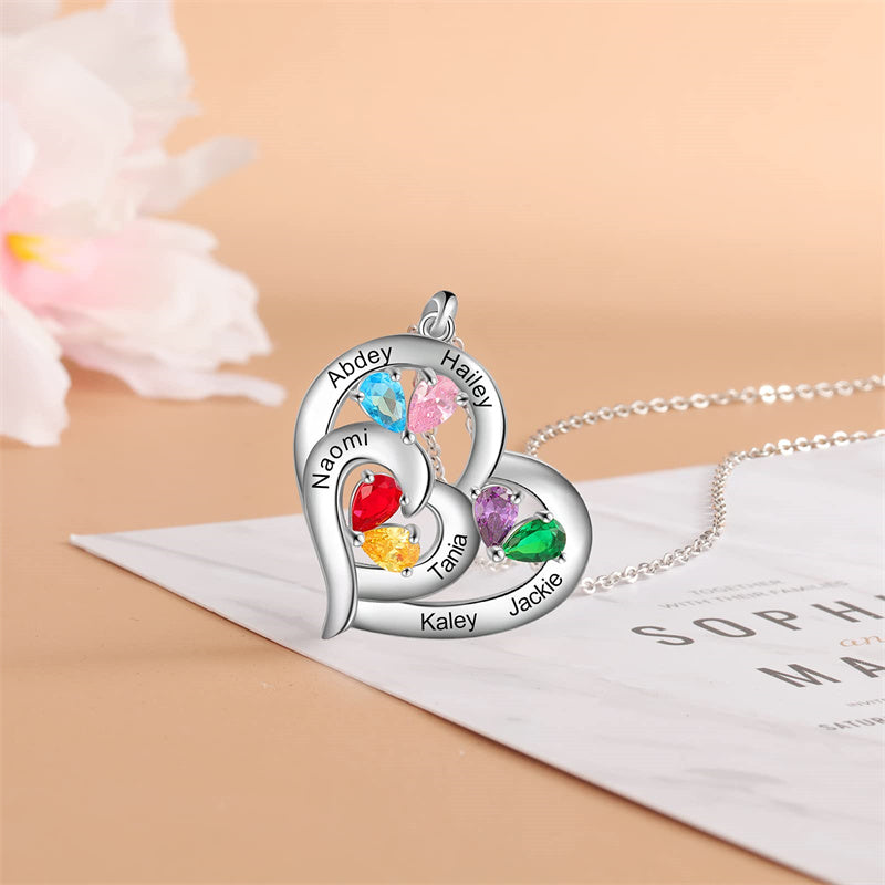 Sterling Silver Personalized Name Birthstone Mothers Necklace for Women