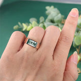 Sterling Silver 10K 14K 18K Gold Personalized Engraved Moss Agate Men's Wedding Ring Engagement Ring