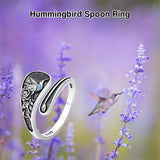 Sterling Silver Dragonfly Jesus Fish Adjustable Spoon Ring for Women