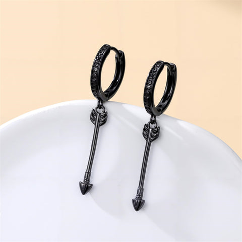 Sterling Silver Feather Arrowhead Axe Hoop Earrings