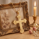 10K 14K 18K Gold Cross Pendant Necklace Religious Jewelry Gifts for Men and Women