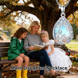 Sterling Silver Moonstone Teardrop Father Daughter Mother Daughter Pendant Necklace