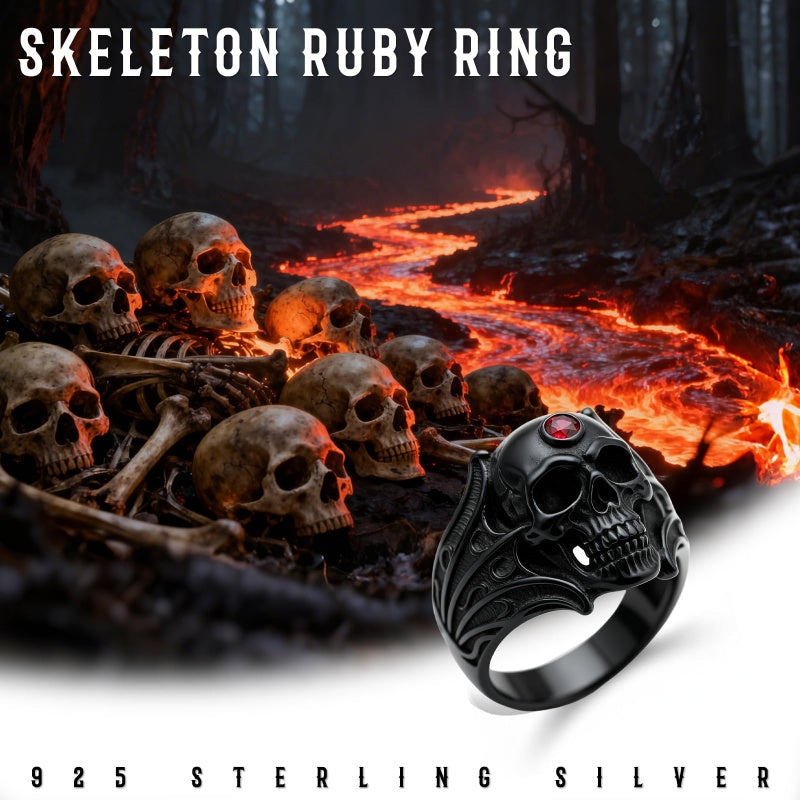 Sterling Silver 10K 14K 18K Gold 2-5CT Heart  Birthstone  Gothic Skeleton Halloween Skull Bat Ring